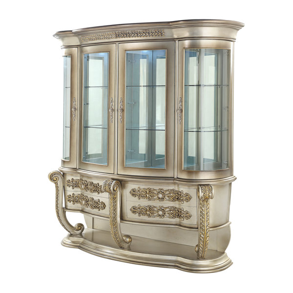 A&J Homes Studio 4 Glass Door Curio with Touch Light Wayfair